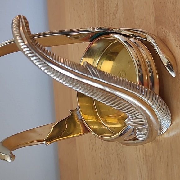 PARTYLITE Vintage 90s Brass Feather Pillar Candle Holder P0414 - Picture 6 of 16